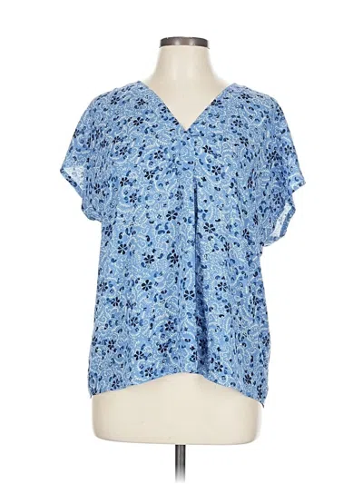 Pre-owned Ann Taylor Short Sleeve Henley Shirt In Blue