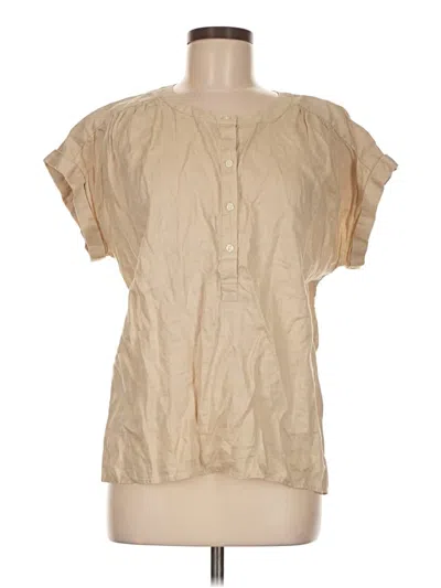 Pre-owned Ann Taylor Short Sleeve Henley Shirt In Brown