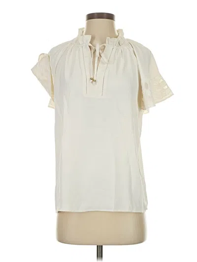 Pre-owned Ann Taylor Short Sleeve Polo Shirt In White