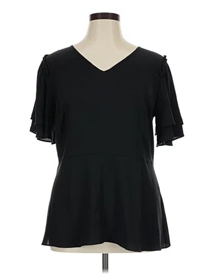 Pre-owned Ann Taylor Short Sleeve Top Black Cold Shoulder Neckline Tops