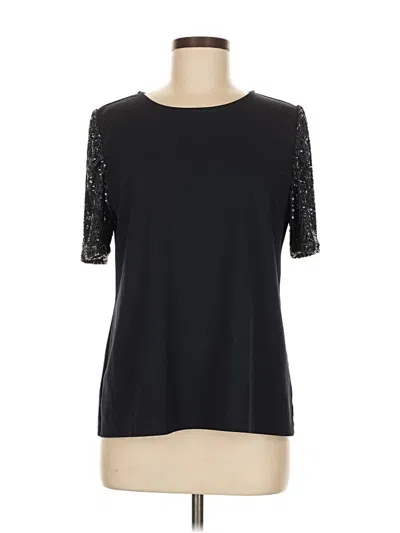 Pre-owned Ann Taylor Short Sleeve Top Black Crew Neck Tops