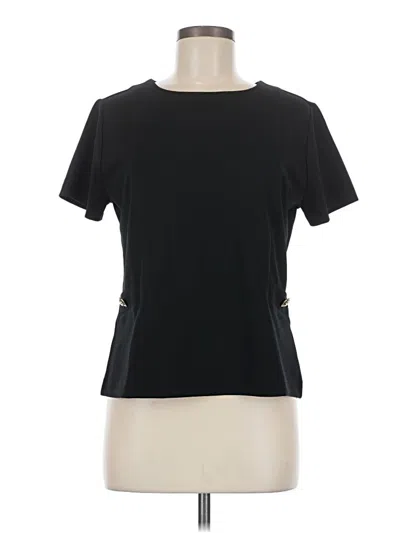 Pre-owned Ann Taylor Short Sleeve Top Black Crew Neck Tops