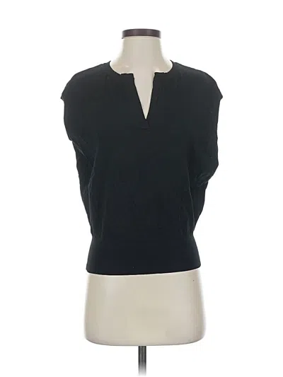 Pre-owned Ann Taylor Short Sleeve Top Black Keyhole Neckline Tops
