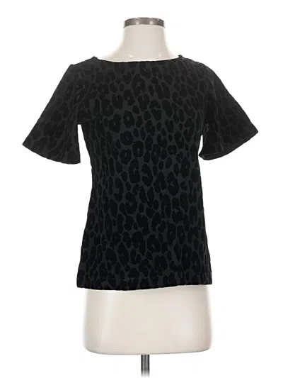 Ann Taylor Short Sleeve Top Black Keyhole Neckline Tops