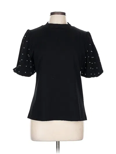 Pre-owned Ann Taylor Short Sleeve Top Black Mock Neckline Tops