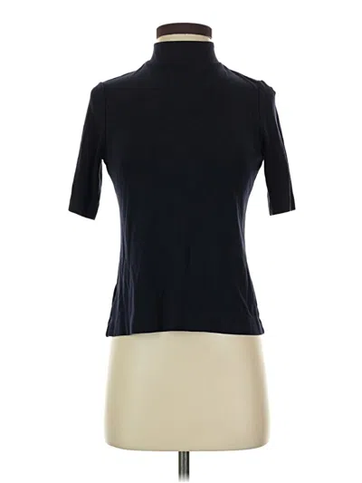 Pre-owned Ann Taylor Short Sleeve Top Black Mock Neckline Tops