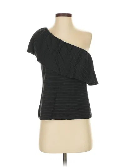 Pre-owned Ann Taylor Short Sleeve Top Black One Shoulder Neckline Tops