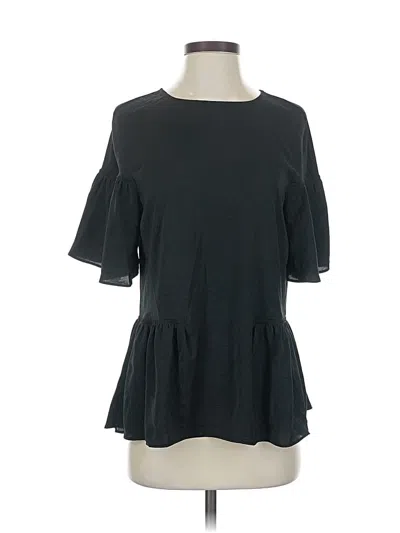 Pre-owned Ann Taylor Short Sleeve Top Black Ruffles Neckline Tops