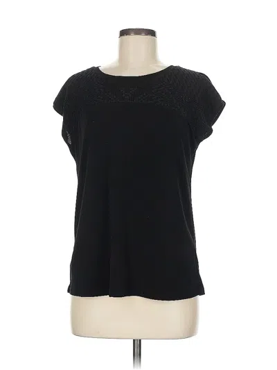Pre-owned Ann Taylor Short Sleeve Top Black Scoop Neck Tops