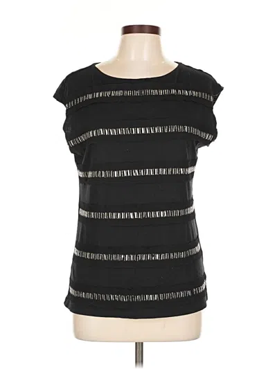 Pre-owned Ann Taylor Short Sleeve Top Black Scoop Neck Tops