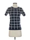 Ann Taylor Short Sleeve Top Black Square Neckline Tops In Black