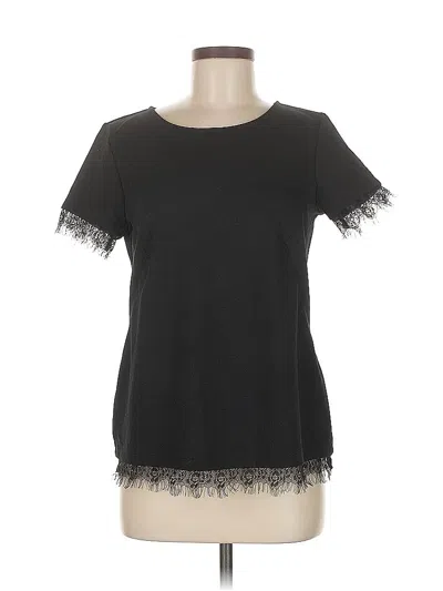 Pre-owned Ann Taylor Short Sleeve Top Black Sweetheart Neckline Tops