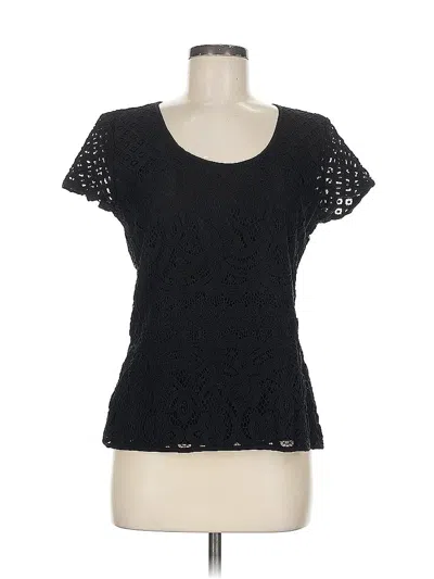 Pre-owned Ann Taylor Short Sleeve Top Black Sweetheart Neckline Tops