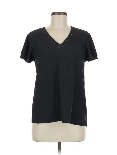 Pre-owned Ann Taylor Short Sleeve Top Black V Neck Tops