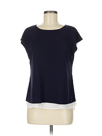 Pre-owned Ann Taylor Short Sleeve Top Blue Scoop Neck Tops