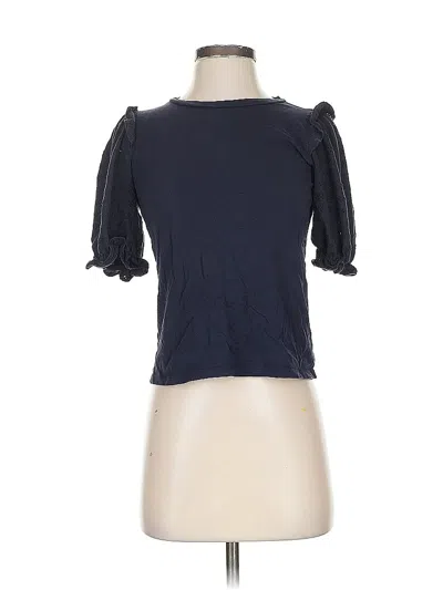 Pre-owned Ann Taylor Short Sleeve Top Blue Sweetheart Neckline Tops