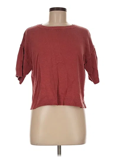 Pre-owned Ann Taylor Short Sleeve Top Burgundy Crew Neck Tops