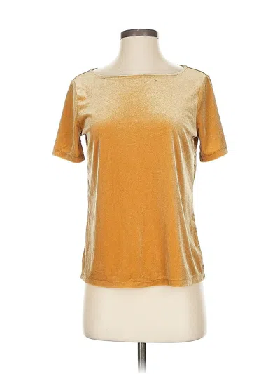 Pre-owned Ann Taylor Short Sleeve Top Gold Metallic Pattern Scoop Neck Tops