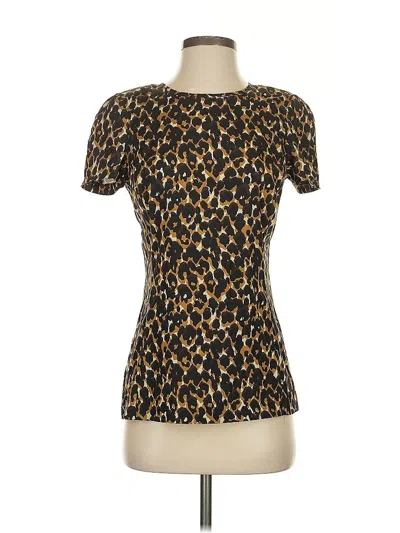 Pre-owned Ann Taylor Short Sleeve Top Gold Scoop Neck Tops