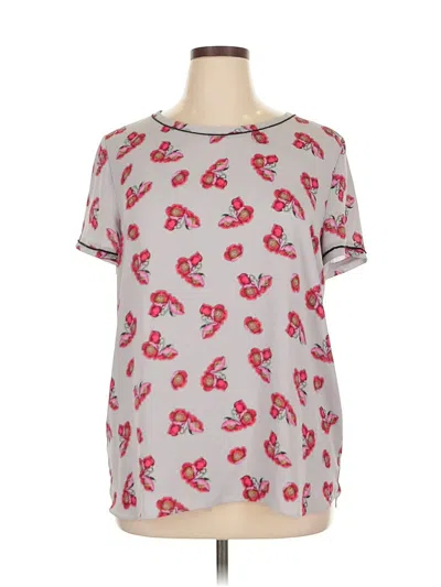 Pre-owned Ann Taylor Short Sleeve Top Gray Keyhole Neckline Tops