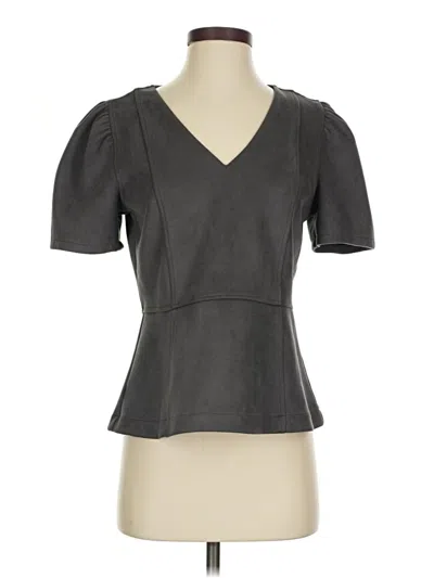 Pre-owned Ann Taylor Short Sleeve Top Gray Sweetheart Neckline Tops