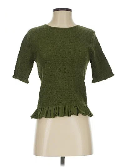 Ann Taylor Short Sleeve Top Green Square Neckline Tops