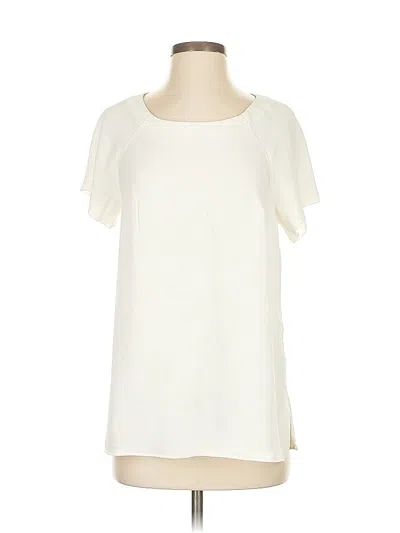 Pre-owned Ann Taylor Short Sleeve Top Ivory Cold Shoulder Neckline Tops In White