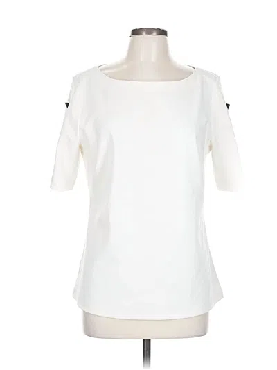 Pre-owned Ann Taylor Short Sleeve Top Ivory Cold Shoulder Neckline Tops In White