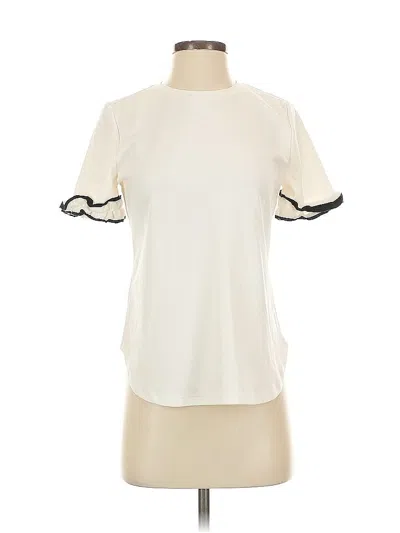 Pre-owned Ann Taylor Short Sleeve Top Ivory Crew Neck Tops In White