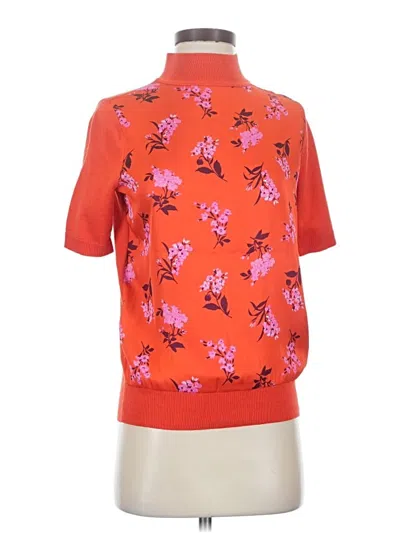 Ann Taylor Short Sleeve Top Orange Mock Neckline Tops