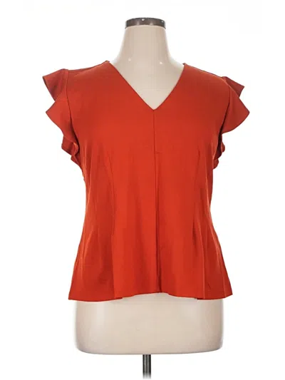 Ann Taylor Short Sleeve Top Orange V-neck Tops