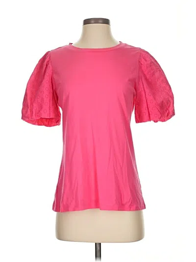Pre-owned Ann Taylor Short Sleeve Top Pink Crew Neck Tops