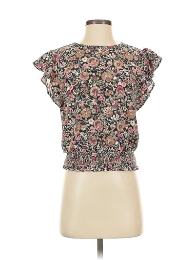 Pre-owned Ann Taylor Short Sleeve Top Pink Ruffles Neckline Tops