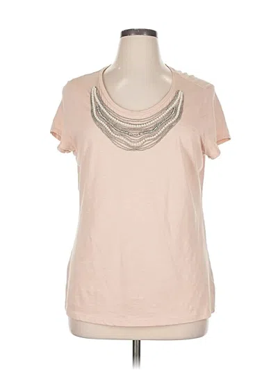 Pre-owned Ann Taylor Short Sleeve Top Pink Scoop Neck Tops