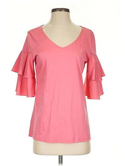 Pre-owned Ann Taylor Short Sleeve Top Pink V Neck Tops