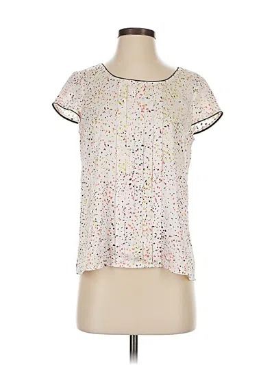 Pre-owned Ann Taylor Short Sleeve Top Silver Scoop Neck Tops