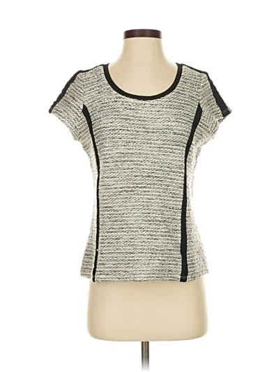 Pre-owned Ann Taylor Short Sleeve Top Silver Scoop Neck Tops