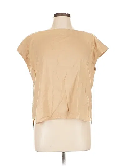 Pre-owned Ann Taylor Short Sleeve Top Tan Cowl Neck Tops In Brown