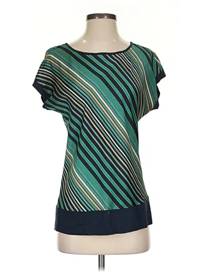 Pre-owned Ann Taylor Short Sleeve Top Teal Boatneck Tops In Blue
