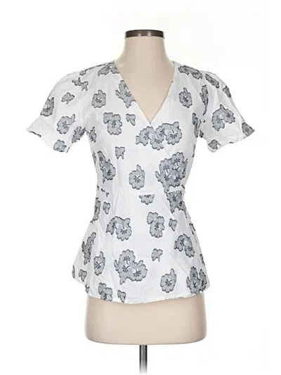 Pre-owned Ann Taylor Short Sleeve Top White Sweetheart Neckline Tops