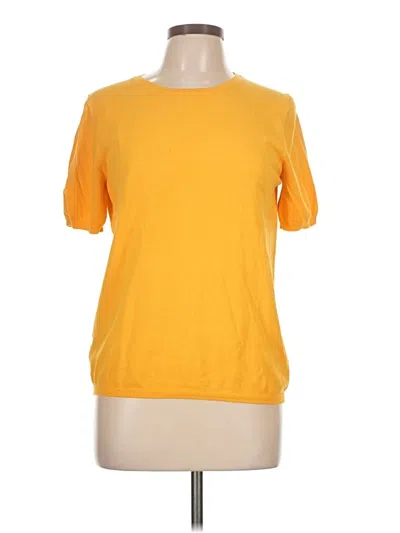 Pre-owned Ann Taylor Short Sleeve Top Yellow Crew Neck Tops