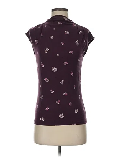 Pre-owned Ann Taylor Short Sleeve Turtleneck In Burgundy