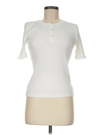 Pre-owned Ann Taylor Short Sleeve Turtleneck In Ivory