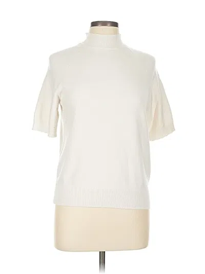 Pre-owned Ann Taylor Short Sleeve Turtleneck In White