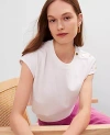 Ann Taylor Shoulder Button Top In White