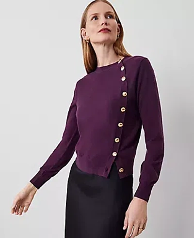 Ann Taylor Side-button Sweater In Purple Moon