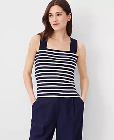 Ann Taylor Side Button Tank Top In White-night Sky