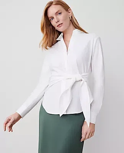 Ann Taylor Side-tie Shirt In White