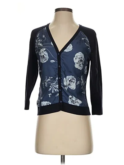 Pre-owned Ann Taylor Silk Cardigan Sweater In Blue