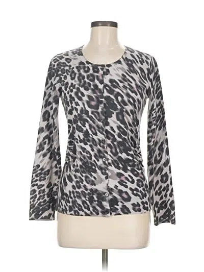 Pre-owned Ann Taylor Silk Cardigan Sweater In Gray